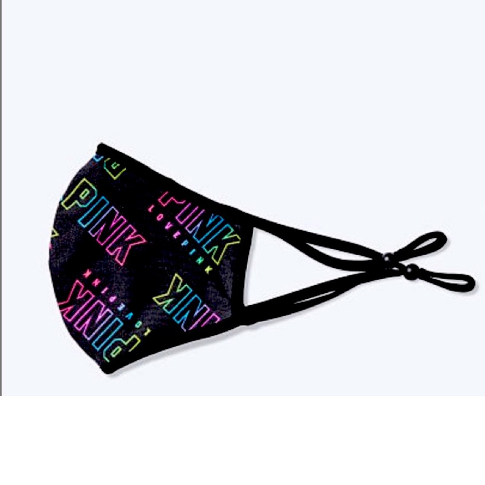 NWT PINK VICTORIA’S SECRET  RAINBOW/BLACK LOGO REUSABLE MASK